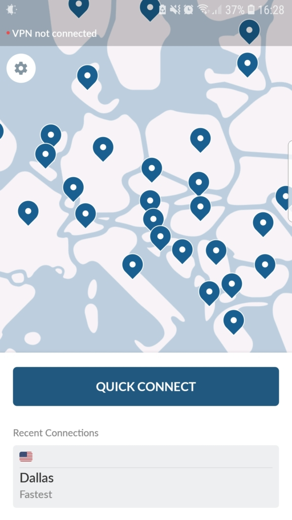 Na aplicação da NordVPN para Android - VPNpro