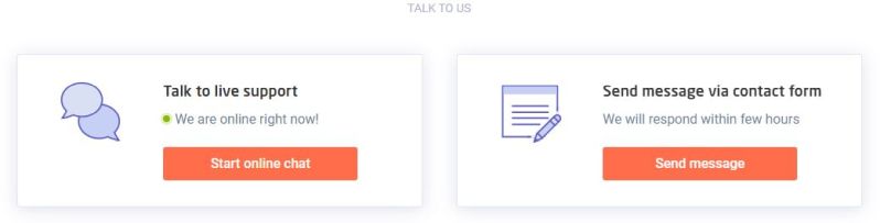 Opções de apoio ao cliente da Astrill