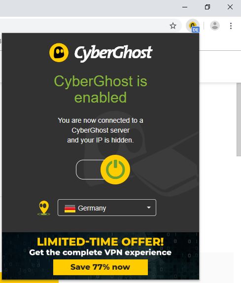 Extens&atilde;o do Chrome para a CyberGhost