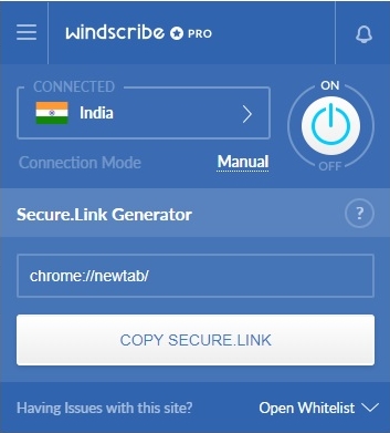 escolha de servidor windscribe